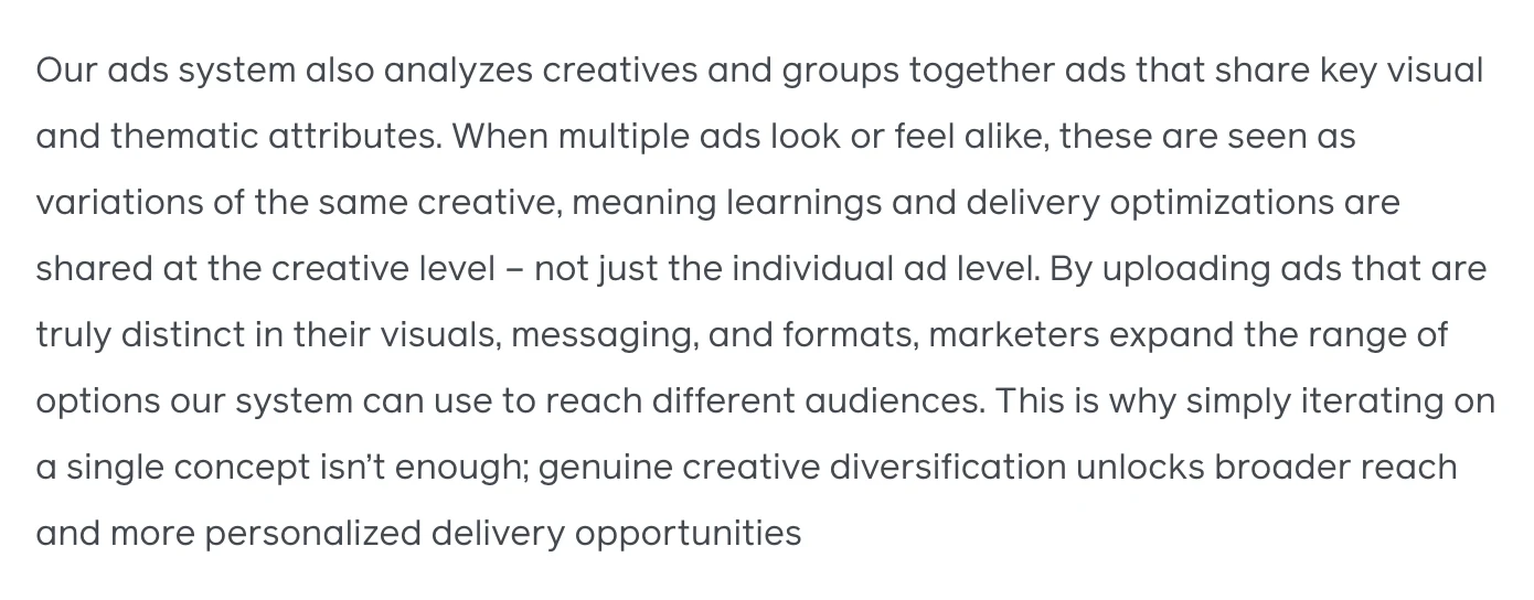 Meta: our ads system groups together ads that share key visual and thematic attributes